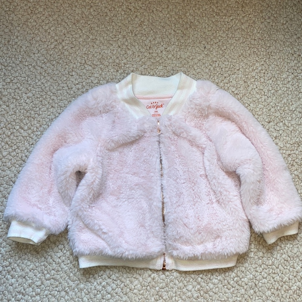 Pink fluffy baby jacket 18 months